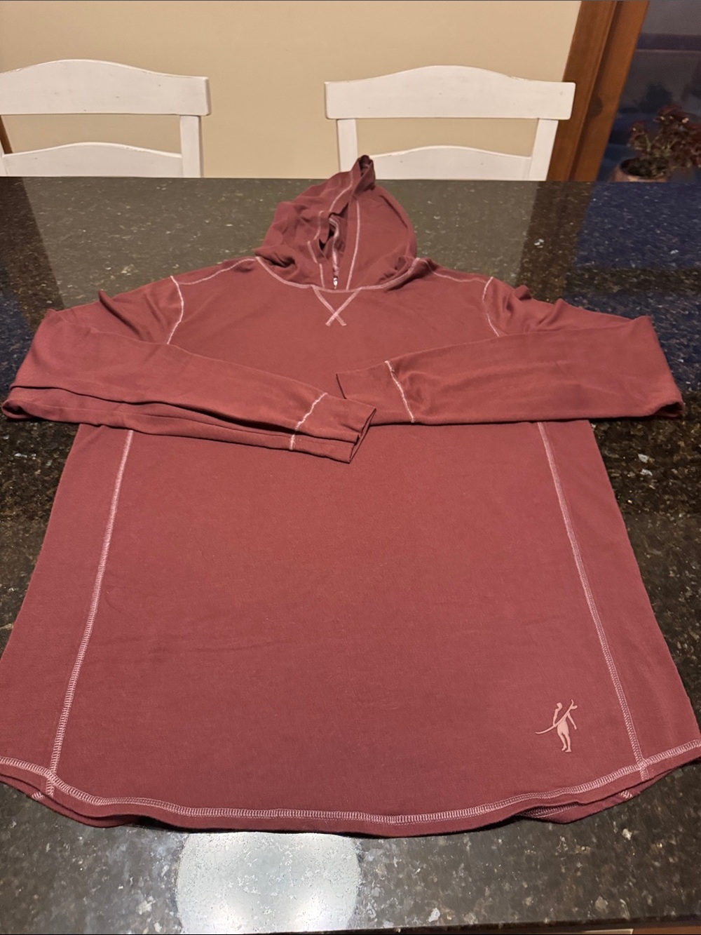 Toes on the Nose - Maroon - Hooded Long-Sleeve Pullover with Contrast Stitching